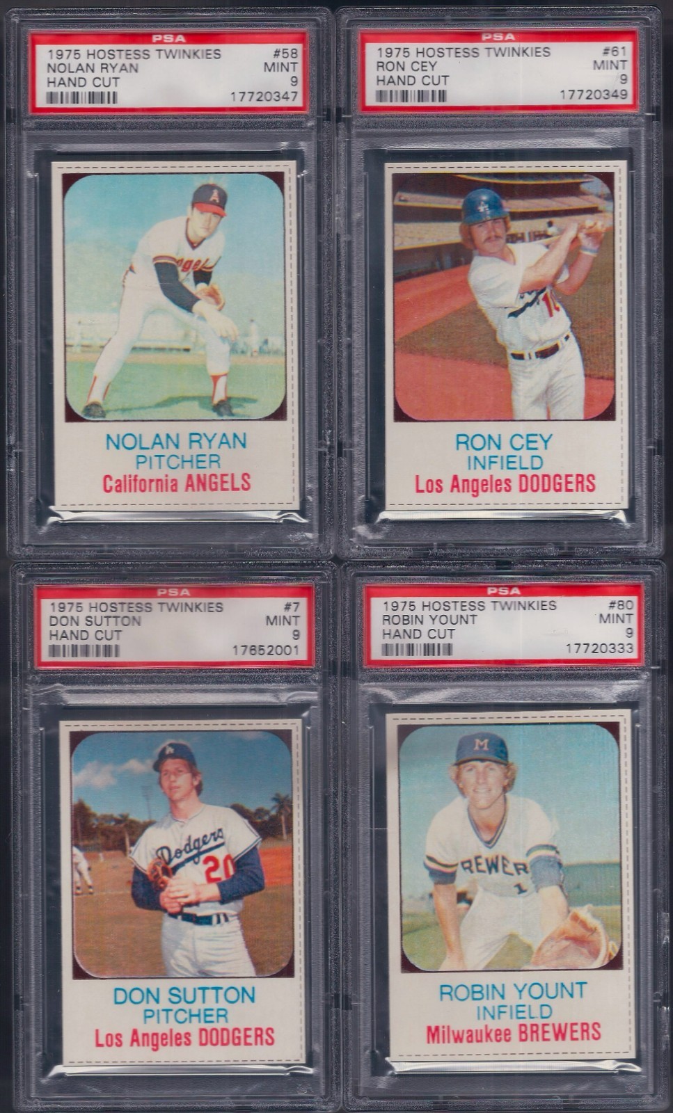 eBay listing photo of 1975 Nolan Ryan graded PSA 9 from 1975 Hostess Twinkies card 58