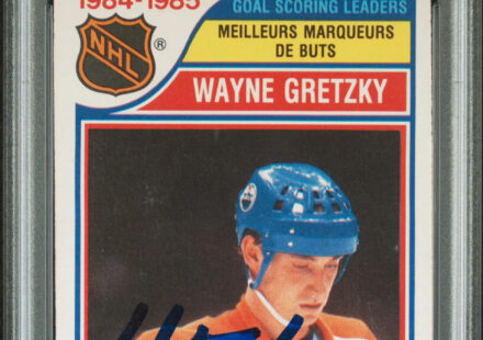 eBay listing photo of 1985 Wayne Gretzky graded PSA Authentic from 1985 O Pee Chee card 257