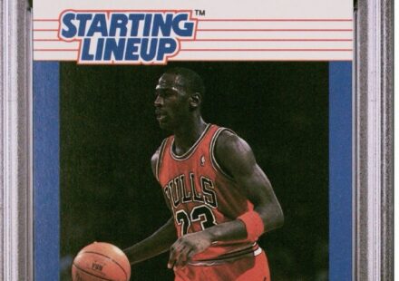 eBay listing photo of 1988 Michael Jordan graded PSA 8 from 1988 Kenner Starting Line Up