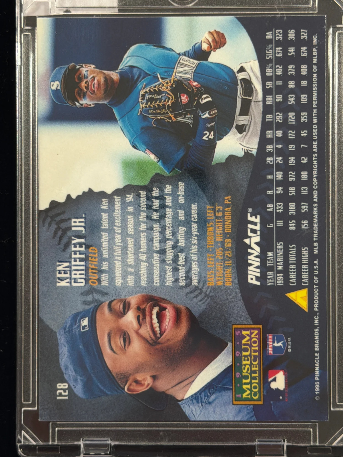 Closer look at 1995 Ken Griffey Jr. from 1995 Pinnacle Museum Collection card 128