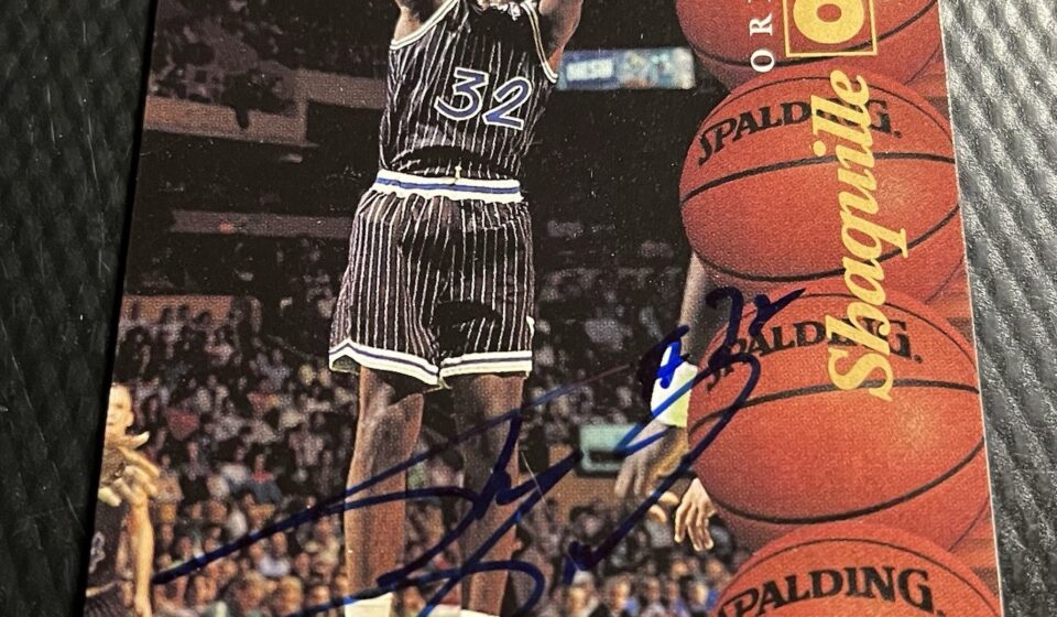 eBay listing photo of 1995 Shaquille O'Neal ungraded card from 1995 Classic Autographs card TDR WF
