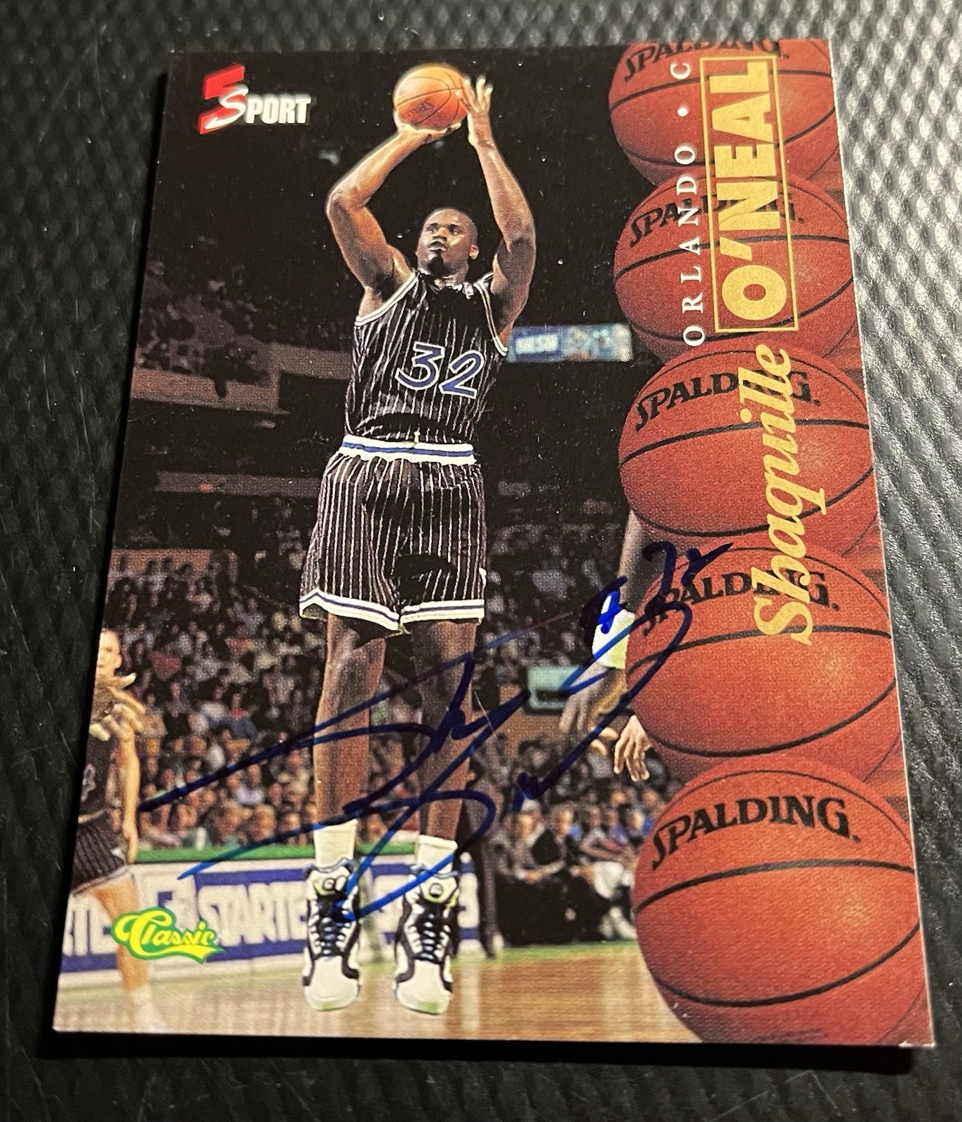 eBay listing photo of 1995 Shaquille O'Neal ungraded card from 1995 Classic Autographs card TDR WF