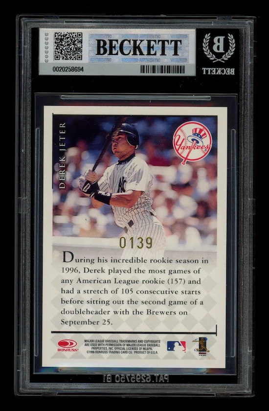 Closer look at 1998 Derek Jeter from 1998 Donruss Signature Series card 64