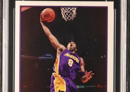 eBay listing photo of 2003 Kobe Bryant graded CGC 8.5 from 2003 04 Topps Chrome card 36