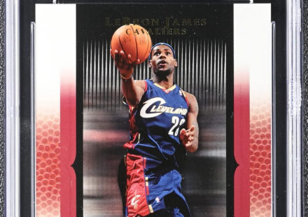 eBay listing photo of 2005 LeBron James graded CGC 10 from 2005 06 Upper Deck Ultimate Collection card 19