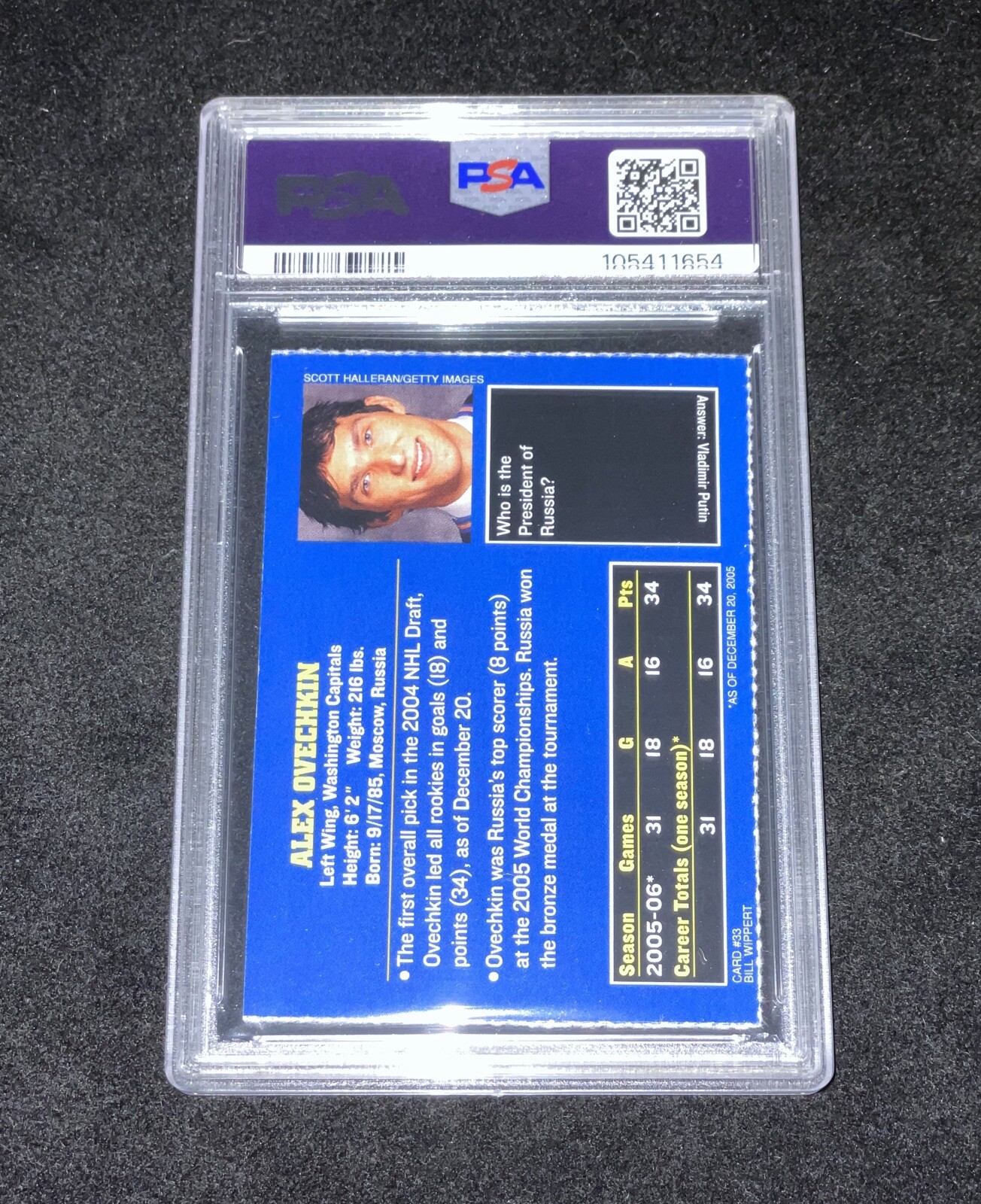 Closer look at 2006 Alex Ovechkin card PSA