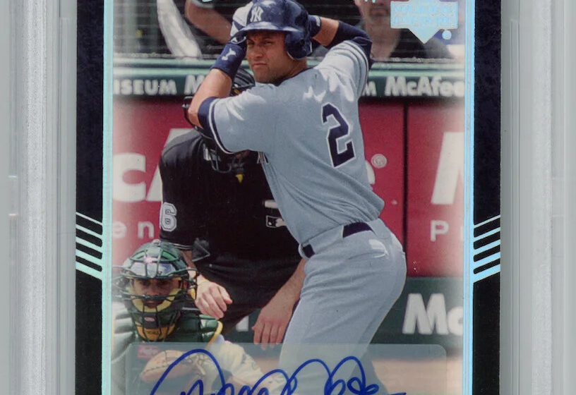 eBay listing photo of 2007 Derek Jeter graded BGS 7.5 from 2007 Upper Deck Premier card 85
