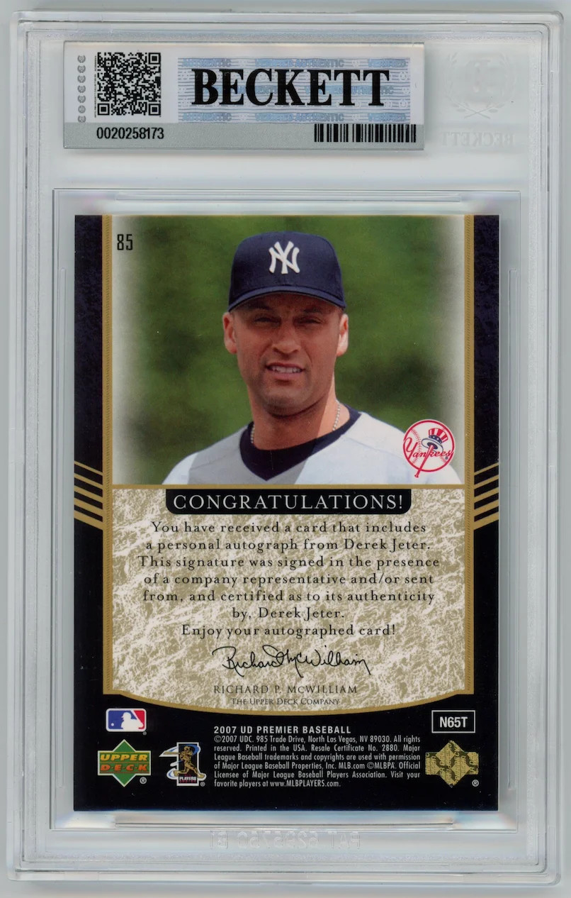 Closer look at 2007 Derek Jeter from 2007 Upper Deck Premier card 85