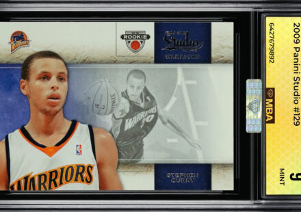 eBay listing photo of 2009 Stephen Curry graded Other 9 from 2009 Panini Studio card 129
