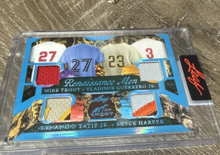 eBay listing photo of 2012 Mike Trout ungraded card from 2023 Leaf Art of Sport card RM 23