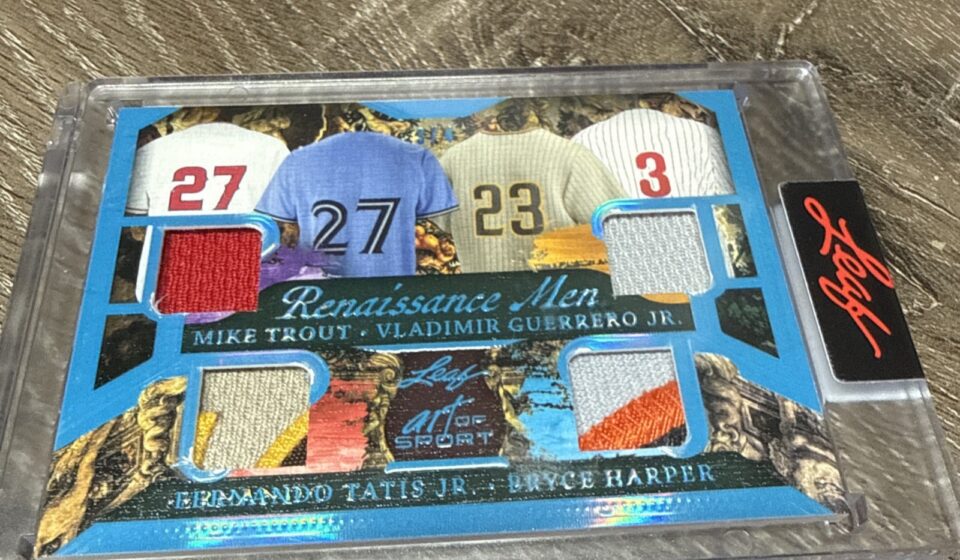 eBay listing photo of 2012 Mike Trout ungraded card from 2023 Leaf Art of Sport card RM 23