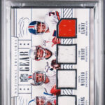 eBay listing photo of 2016 Tom Brady graded PSA 8 from 2016 Panini National Treasures NFL Gear Quads card 16