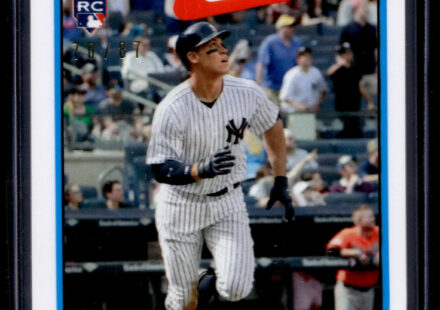 eBay listing photo of 2017 Aaron Judge ungraded card from 2017 Topps Transcendent card AJ 89RB