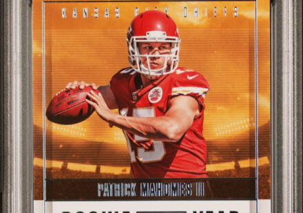 eBay listing photo of 2017 Patrick Mahomes graded PSA 10 from 2017 Panini Contenders Rookie Of The Year Contenders card RY 3