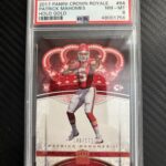 eBay listing photo of 2017 Patrick Mahomes graded PSA 8 from 2017 Panini Crown Royale card 84