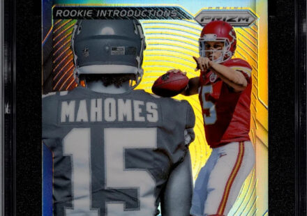 eBay listing photo of 2017 Patrick Mahomes graded SGC 10 from 2017 Panini Prizm card 2