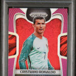 eBay listing photo of 2018 Cristiano Ronaldo graded PSA 9 from 2018 Panini Prizm World Cup card 154