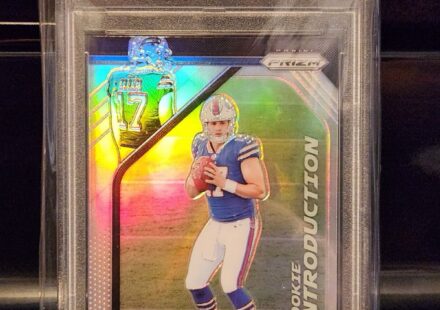 eBay listing photo of 2018 Josh Allen graded PSA 9 from 2018 Panini Prizm card RI 5
