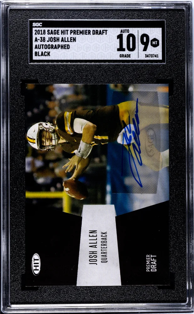 eBay listing photo of 2018 Josh Allen graded SGC 9 from 2018 Sage Hit Premier Draft card A 38