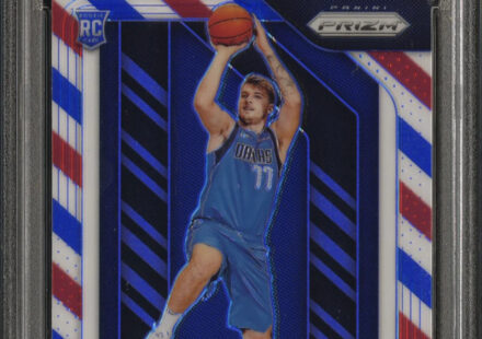 eBay listing photo of 2018 Luka Doncic graded PSA 10 from 2018 Panini Prizm card 280