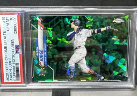 eBay listing photo of 2020 Aaron Judge graded PSA 10 from 2020 Topps Chrome Update Sapphire Edition card 15