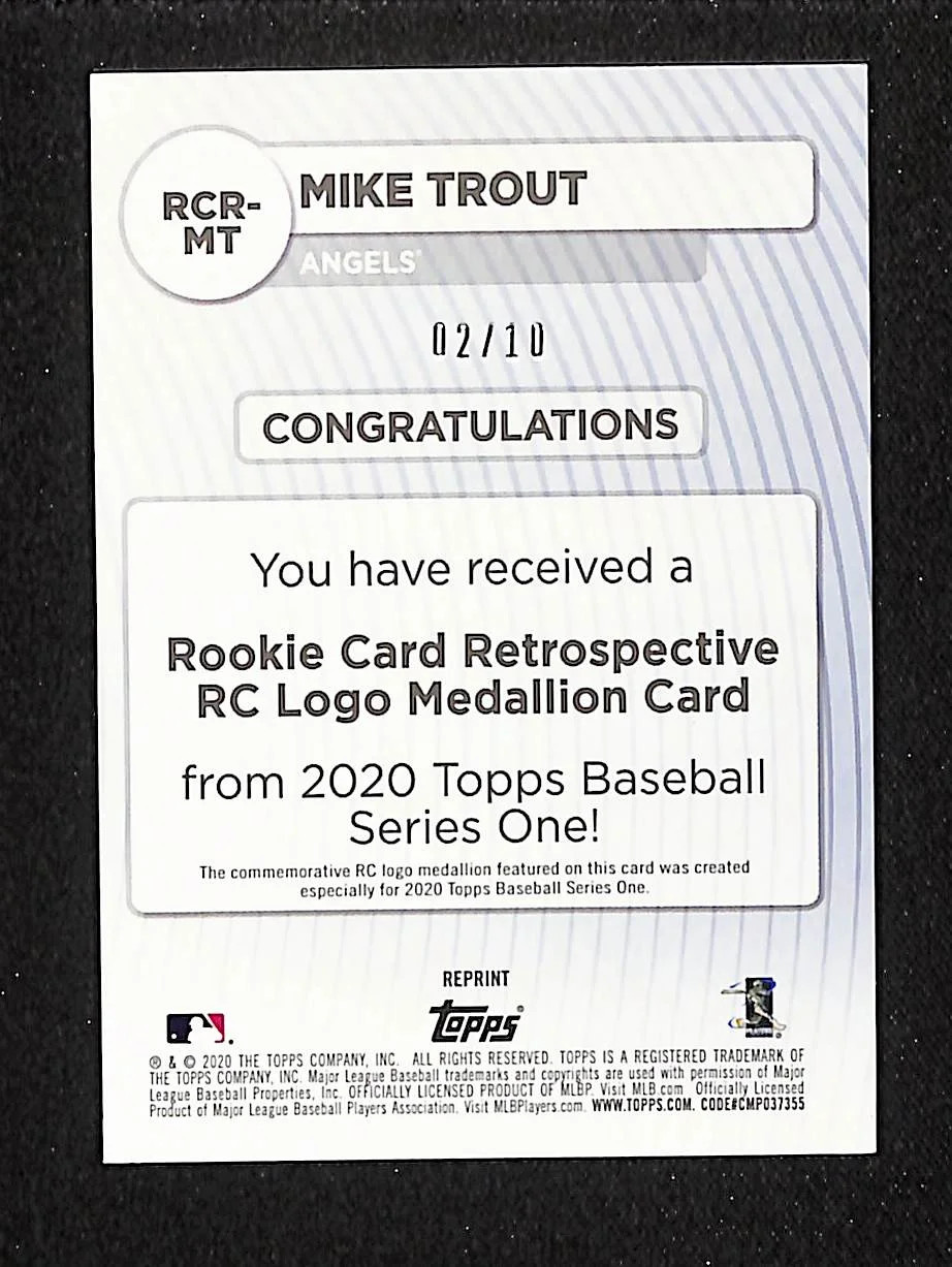 Closer look at 2020 Mike Trout from 2020 Topps card RCR MT