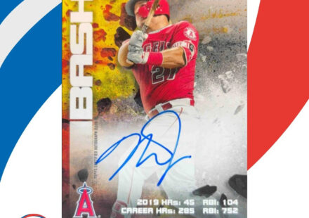 eBay listing photo of 2020 Mike Trout ungraded card from Stadium Club card BBA MT