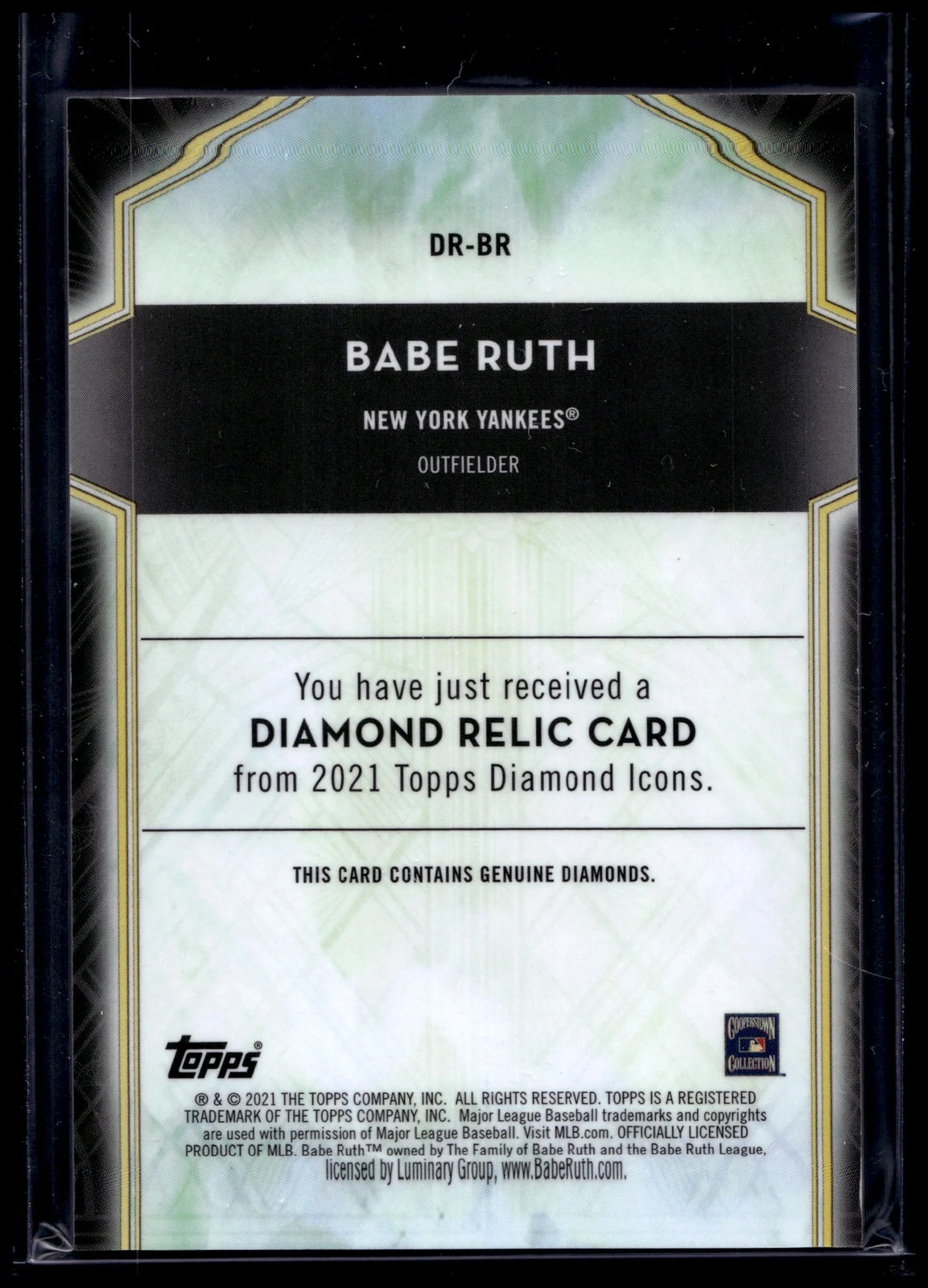 Closer look at 2021 Babe Ruth from 2021 Topps Diamond Icons card DR BR