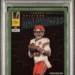 eBay listing photo of 2021 Patrick Mahomes graded PSA 9 from 2021 Panini Clearly Donruss Gridiron Marvels card GM 2