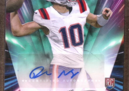 eBay listing photo of 2024 Drake Maye ungraded card from 2024 Topps Chrome Future Stars card FSA DM