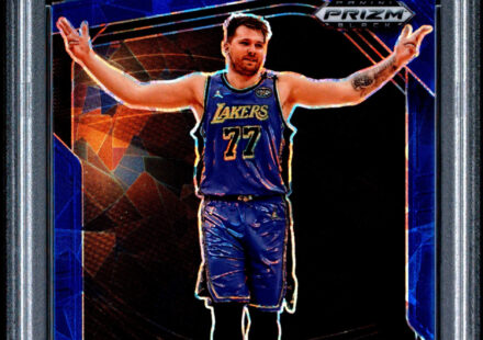 eBay listing photo of 2024 Luka Doncic graded PSA 10 from 2024 Panini Prizm Black card 5