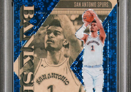 eBay listing photo of 2024 Victor Wembanyama graded PSA 10 from 2024 Panini Mosaic Bank Shot card 20