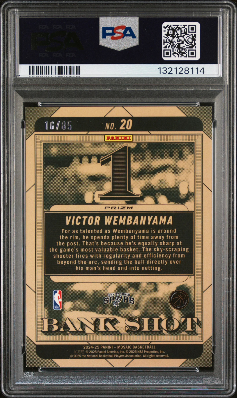 Closer look at 2024 Victor Wembanyama from 2024 Panini Mosaic Bank Shot card 20