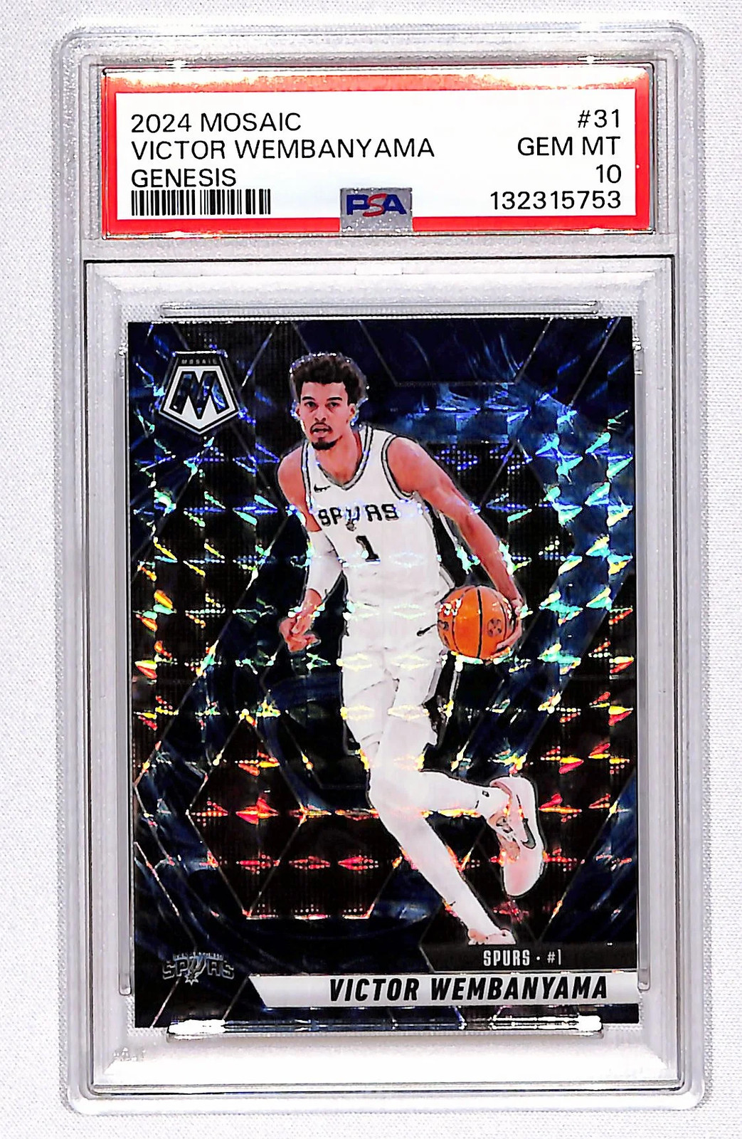 eBay listing photo of 2024 Victor Wembanyama graded PSA 10 from 2024 Panini Mosaic card 31
