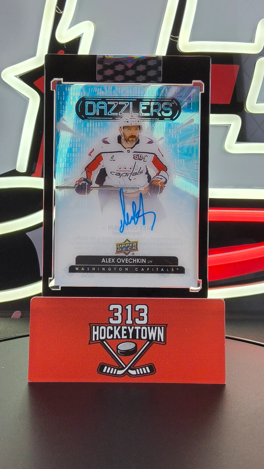 eBay listing photo of 2025 Alex Ovechkin ungraded card from 2025 26 Upper Deck Clear Cut Dazzlers card DA AO